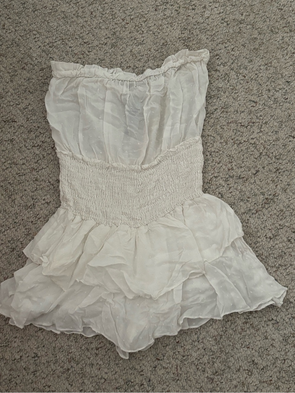 Blue Life White Strapless Textured Romper